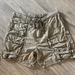 Free People Olive Green Women’s Cargo Drawstring Shorts Small